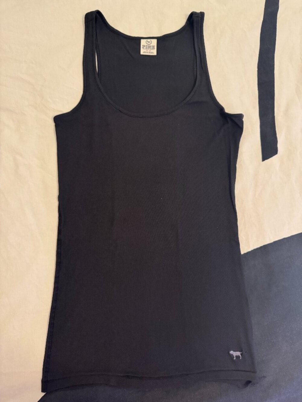 PINK by Victoria's Secret Black Ribbed Tank Top Sz M
